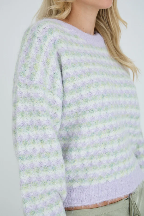 Sassi Knit Pullover, green/purple