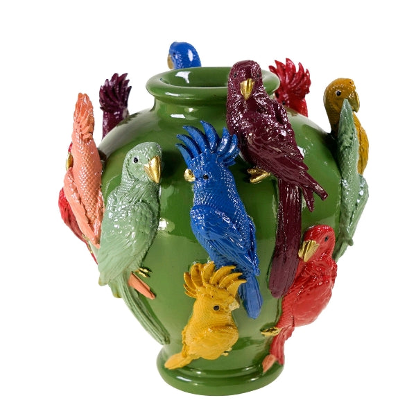 Vase Parrots, green