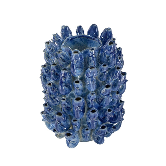 Vase Fish school, blue stoneware