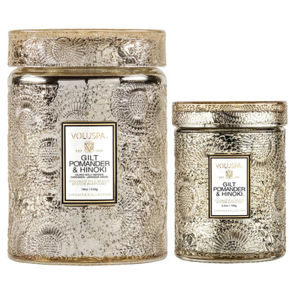 Small Jar Candle, gilt pomander hinoki