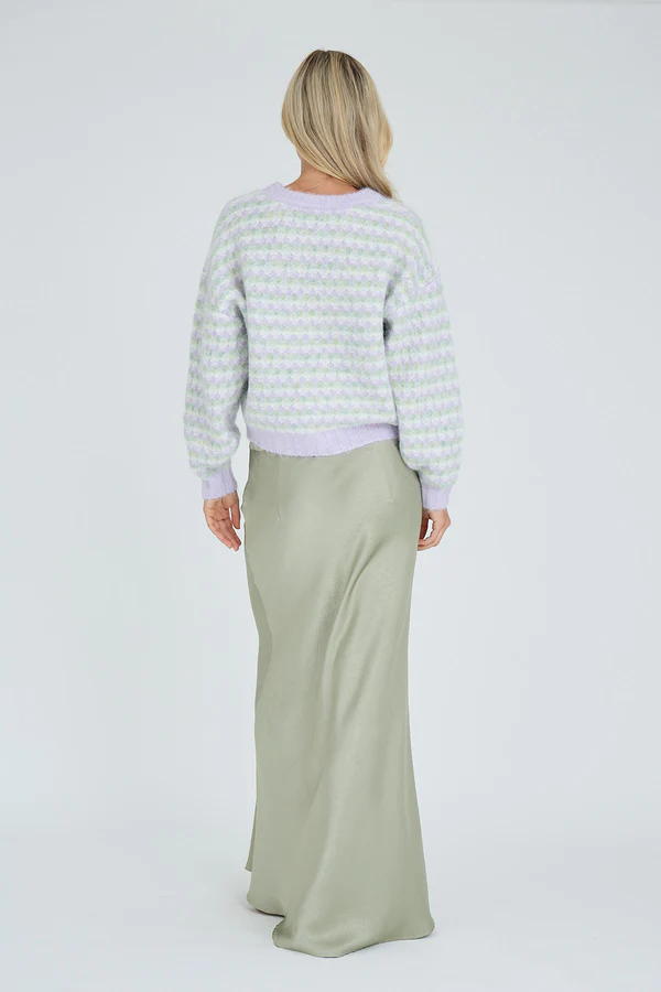 Sassi Knit Pullover, green/purple