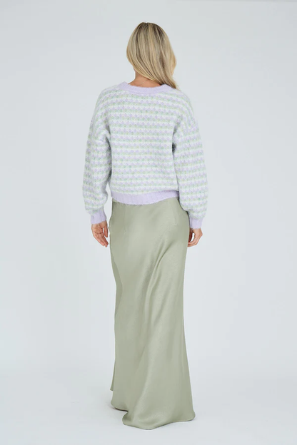 Sassi Knit Pullover, green/purple