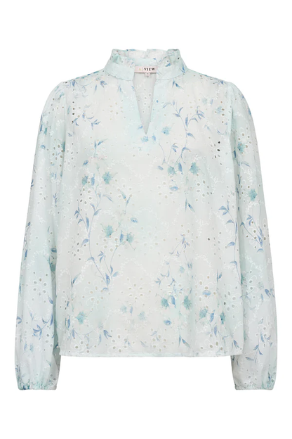Grete Blouse, blue/white