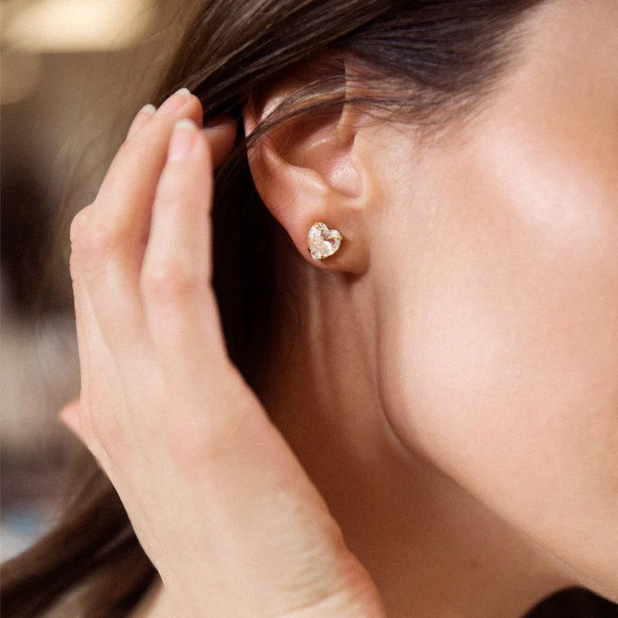 Heart earrings, crystal