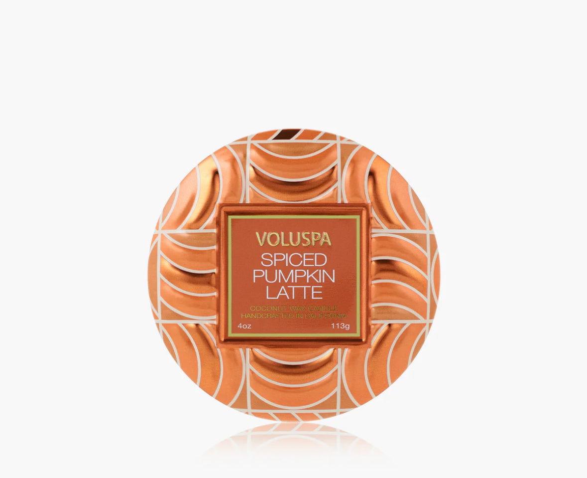 Mini Tin Candle 25h, spiced pumpkin latte