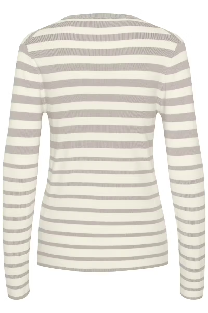 Spina Striped Crew Neck Pullover, Porpoise and White
