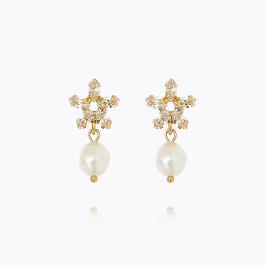 Emmy Earrings, gold, pearl/crystal