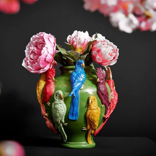 Vase Parrots, green
