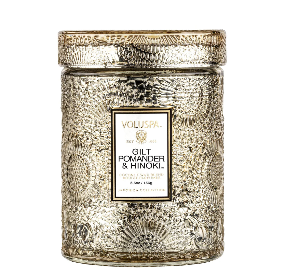 Small Jar Candle, gilt pomander hinoki