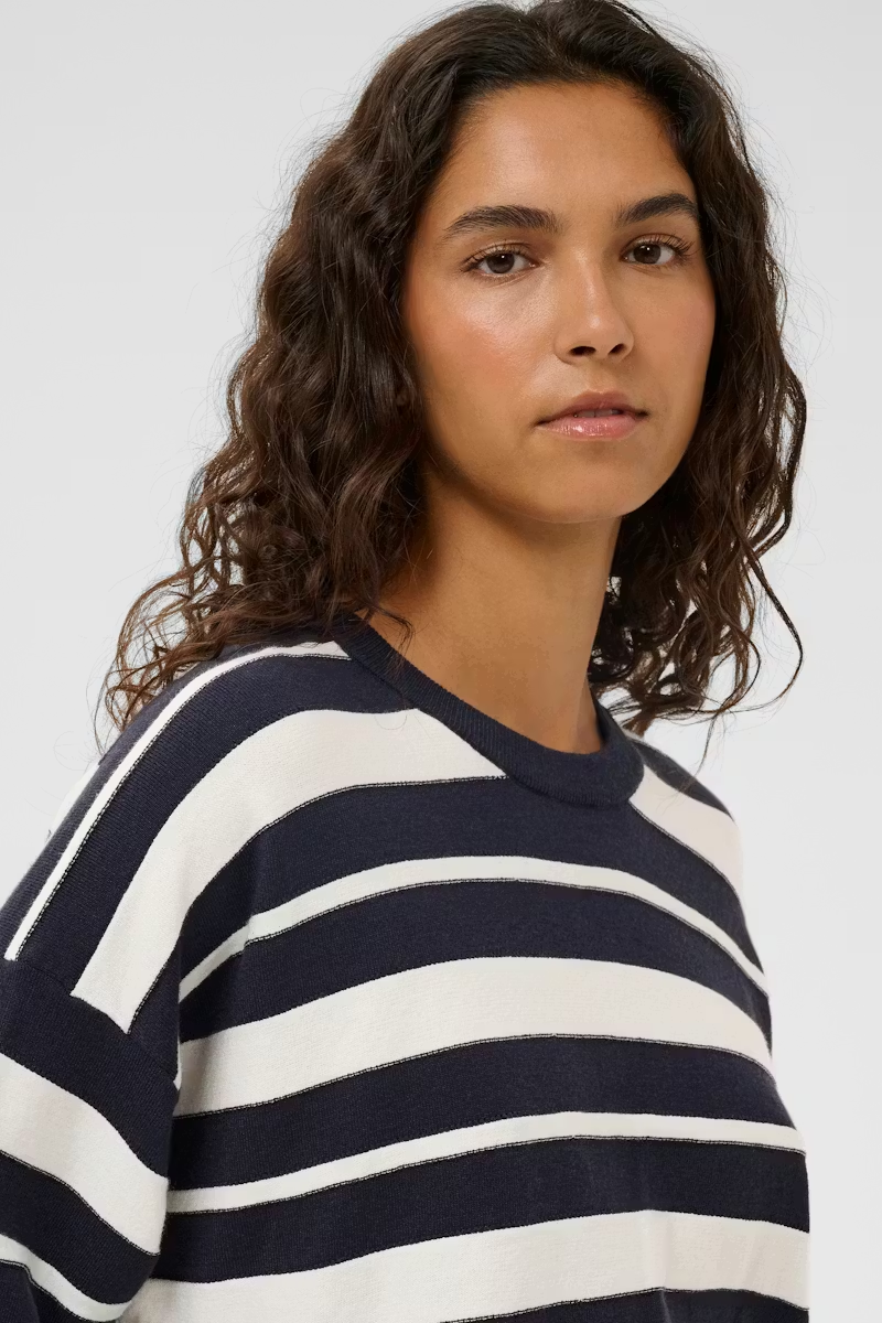 Spina Boxy Structure Pullover, india ink/white