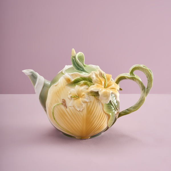 Tea pot Flowers stoneware, multicolored