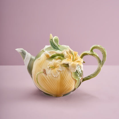 Tea pot Flowers stoneware, multicolored