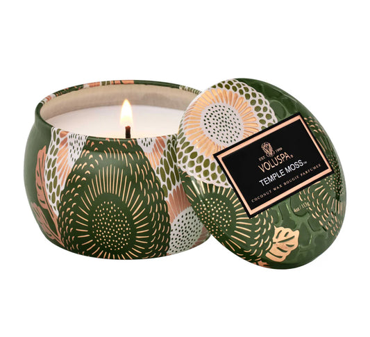 Mini Tin Candle 25h, temple moss