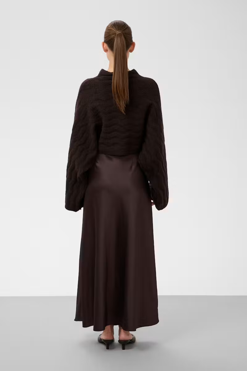 Idalia Poncho Pullover, ganache melange