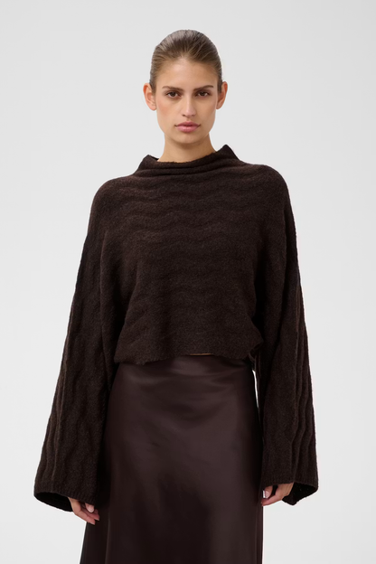 Idalia Poncho Pullover, ganache melange