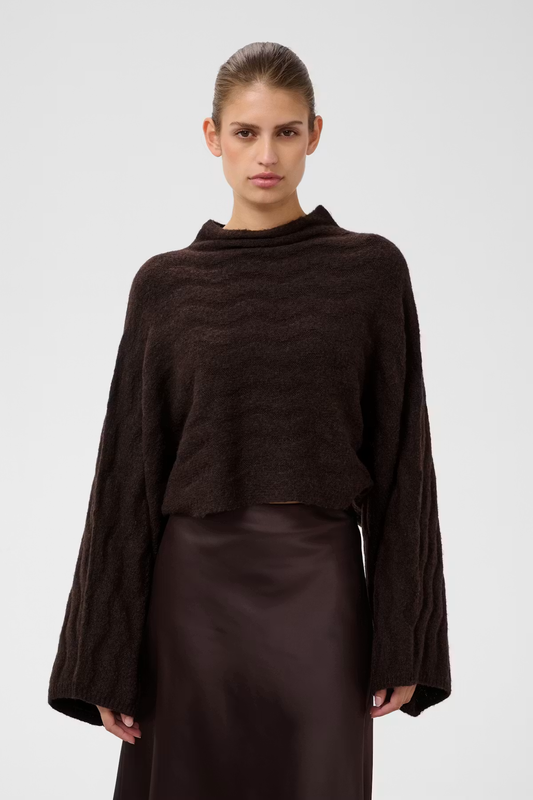 Idalia Poncho Pullover, ganache melange