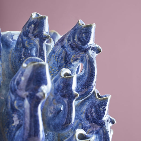 Vase Fish school, blue stoneware