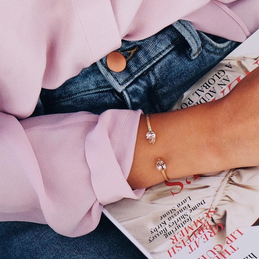 Petite Drop Bracelet Gold, vintage rose