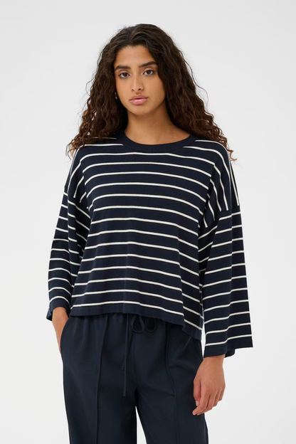 Spina Boxy Pullover Cropped, salute /white