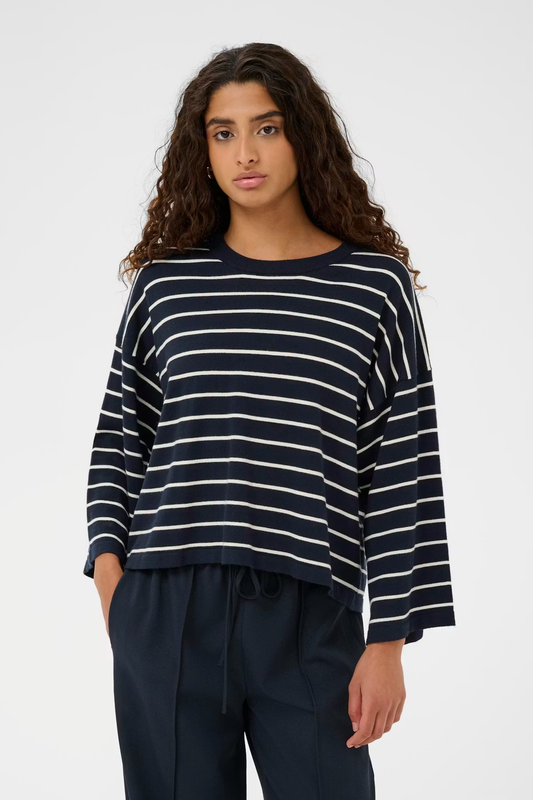 Spina Boxy Pullover Cropped, salute /white