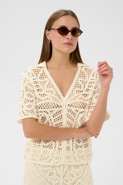 Anamy Polo Blouse, turtledove