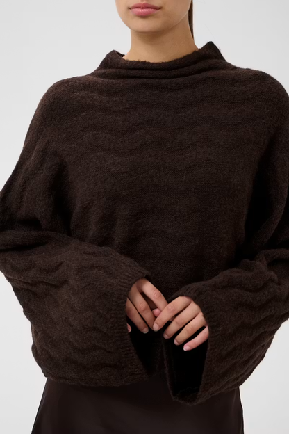 Idalia Poncho Pullover, ganache melange