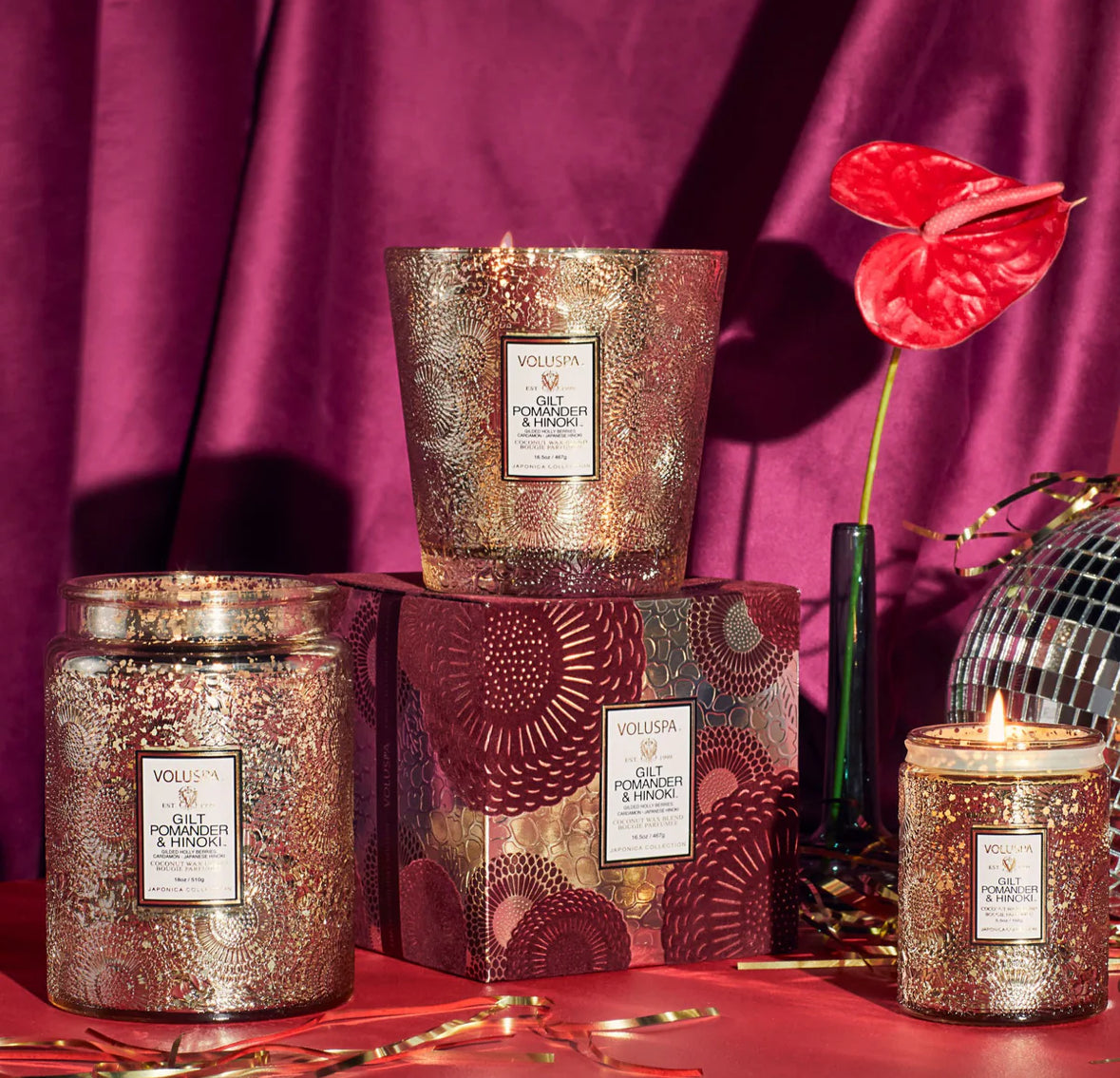 Small Jar Candle, gilt pomander hinoki