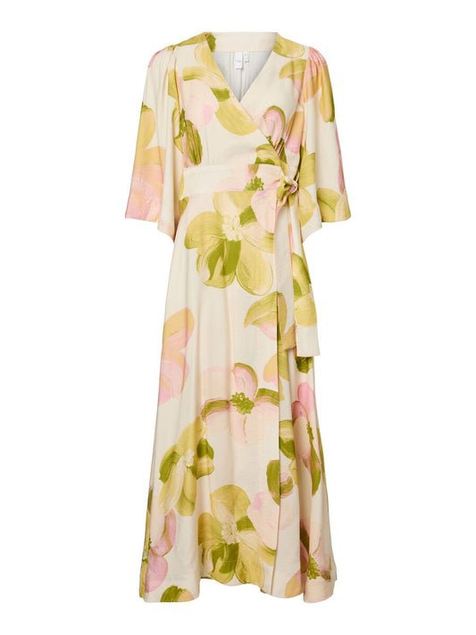 Yasmarga 3/4 Wrap Long Dress, pristine/marga