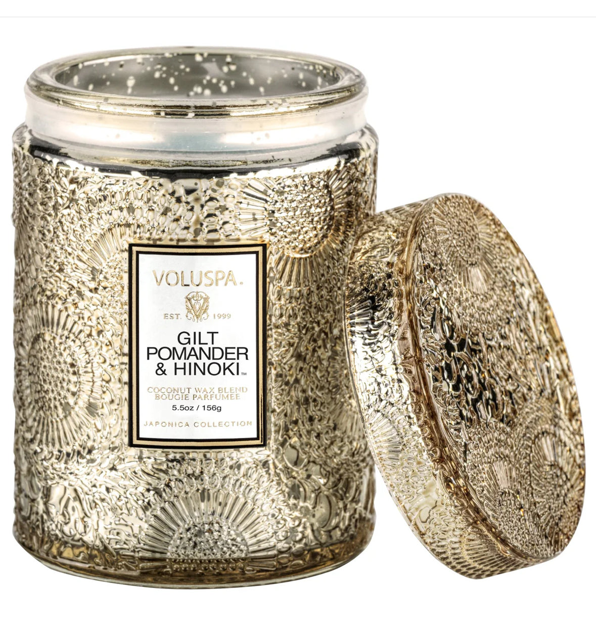 Small Jar Candle, gilt pomander hinoki