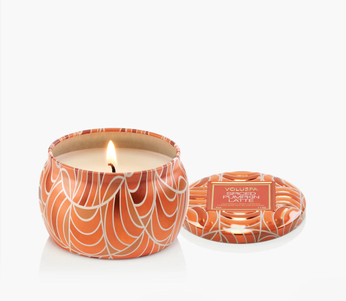 Mini Tin Candle 25h, spiced pumpkin latte
