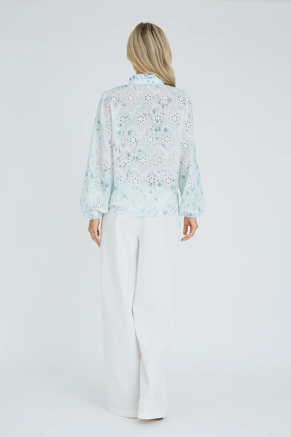 Grete Blouse, blue/white