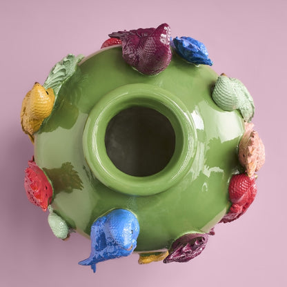 Vase Parrots, green