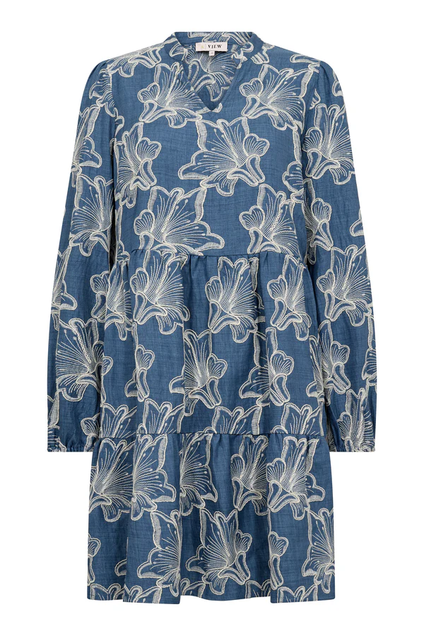 Adina Dress, denim blue/flowers