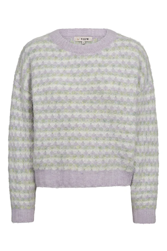 Sassi Knit Pullover, green/purple