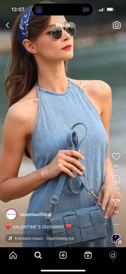 Braided iPhone Bag, denim blue