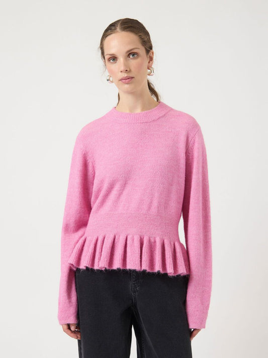 Yasemily Peplum Knit Pullover, Moonlite Mauve