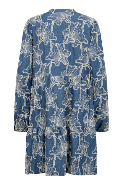 Adina Dress, denim blue/flowers