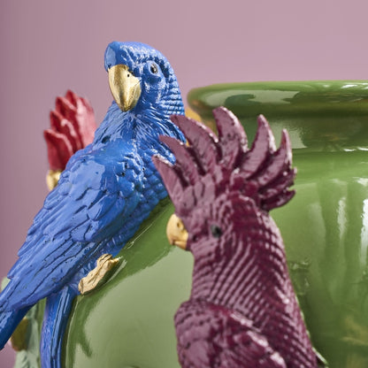 Vase Parrots, green