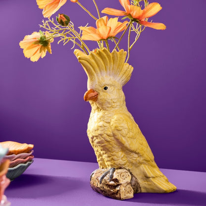 Vase Cockatoo, yellow, dolomite