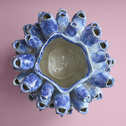 Vase Fish school, blue stoneware