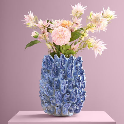 Vase Fish school, blue stoneware