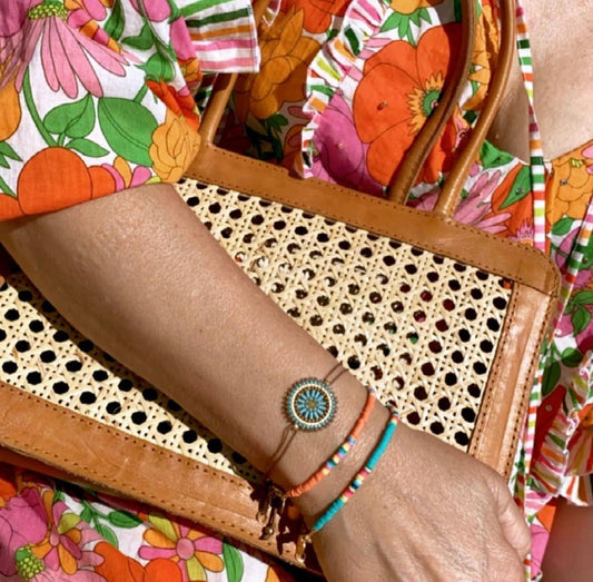 Veske med skinnhank og glidelås, cognac, 30x21 cm.