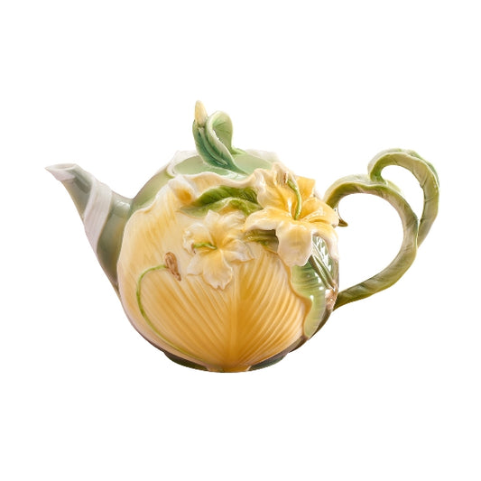 Tea pot Flowers stoneware, multicolored