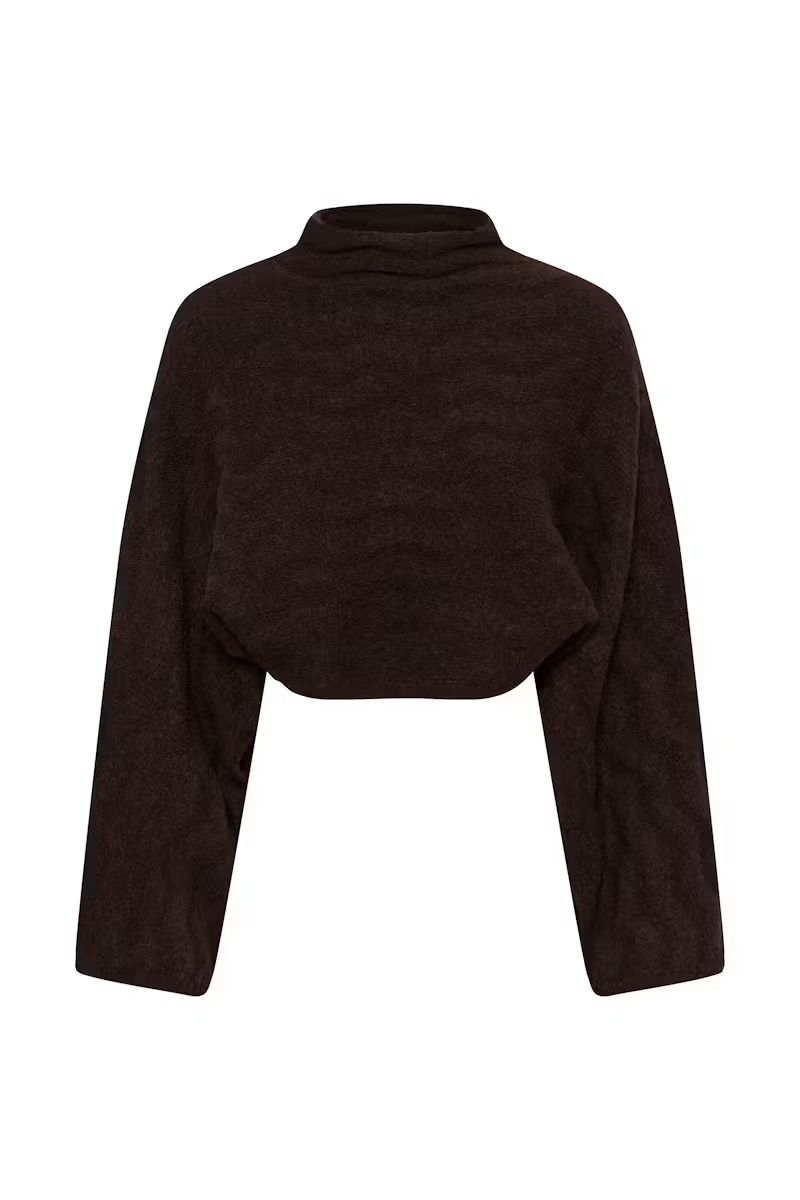 Idalia Poncho Pullover, ganache melange