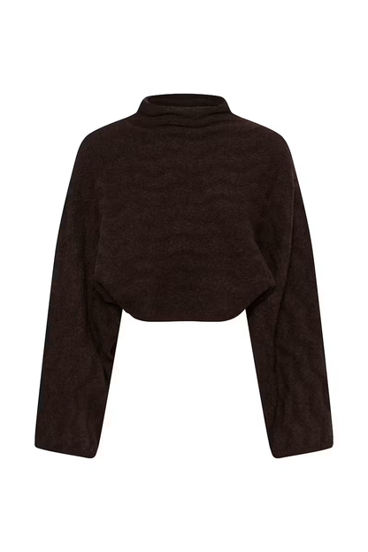 Idalia Poncho Pullover, ganache melange