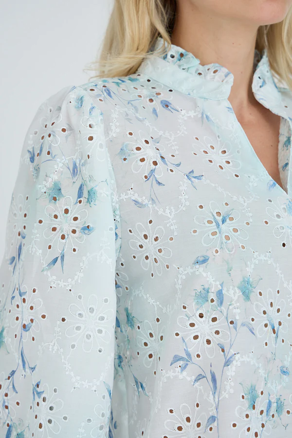 Grete Blouse, blue/white