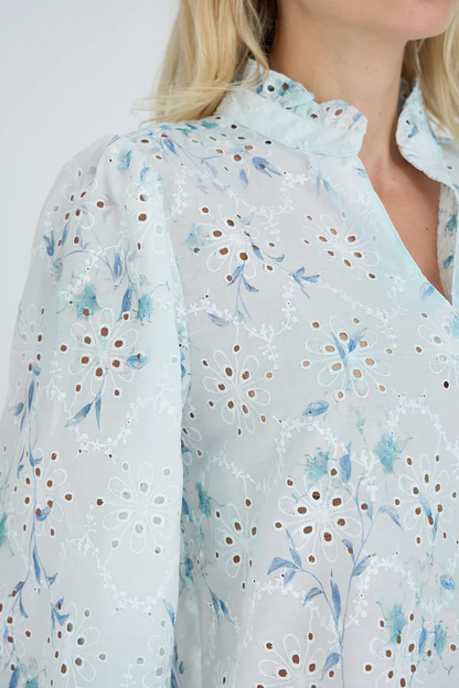 Grete Blouse, blue/white