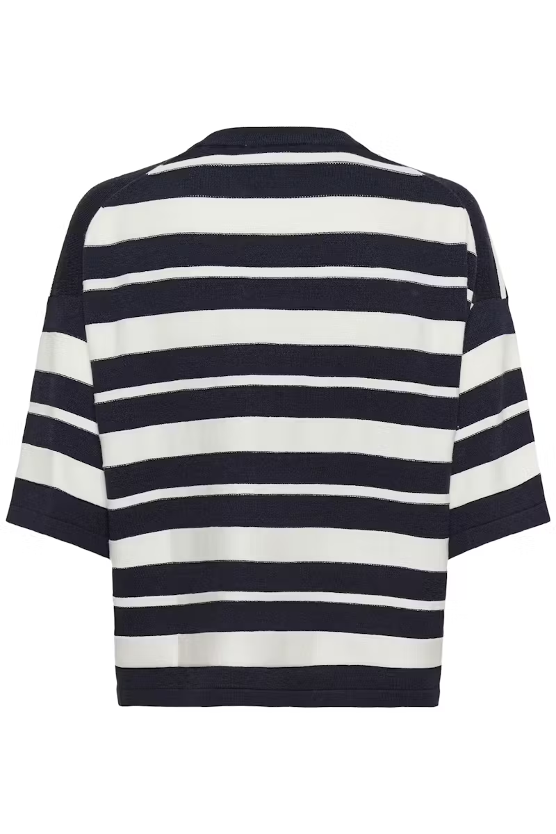 Spina Boxy Structure Pullover, india ink/white