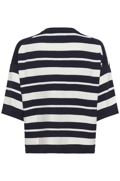 Spina Boxy Structure Pullover, india ink/white