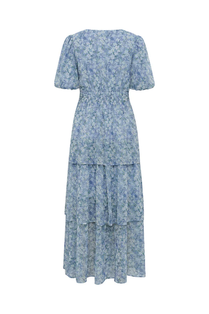 Florella sleeve dress, blue/off white